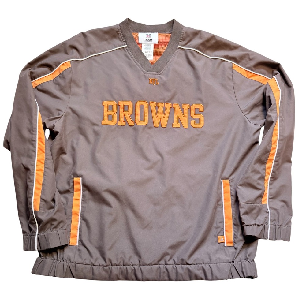 NFL NWOT 2008 Cleveland Browns Windbreaker‎ Pullover Brown Orange Mens Medium